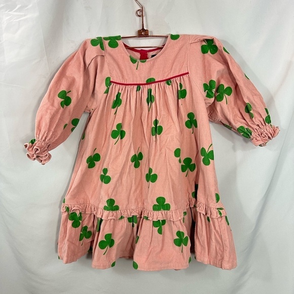 Roan Jane corduroy shamrock print pink dress size 5-6 - Picture 1 of 6